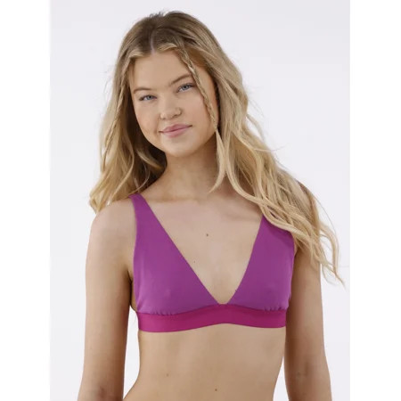 No Boundaries Cotton Blend Rib Wirefree Plunge Bra Women s and Women s Plus | Walmart (US)