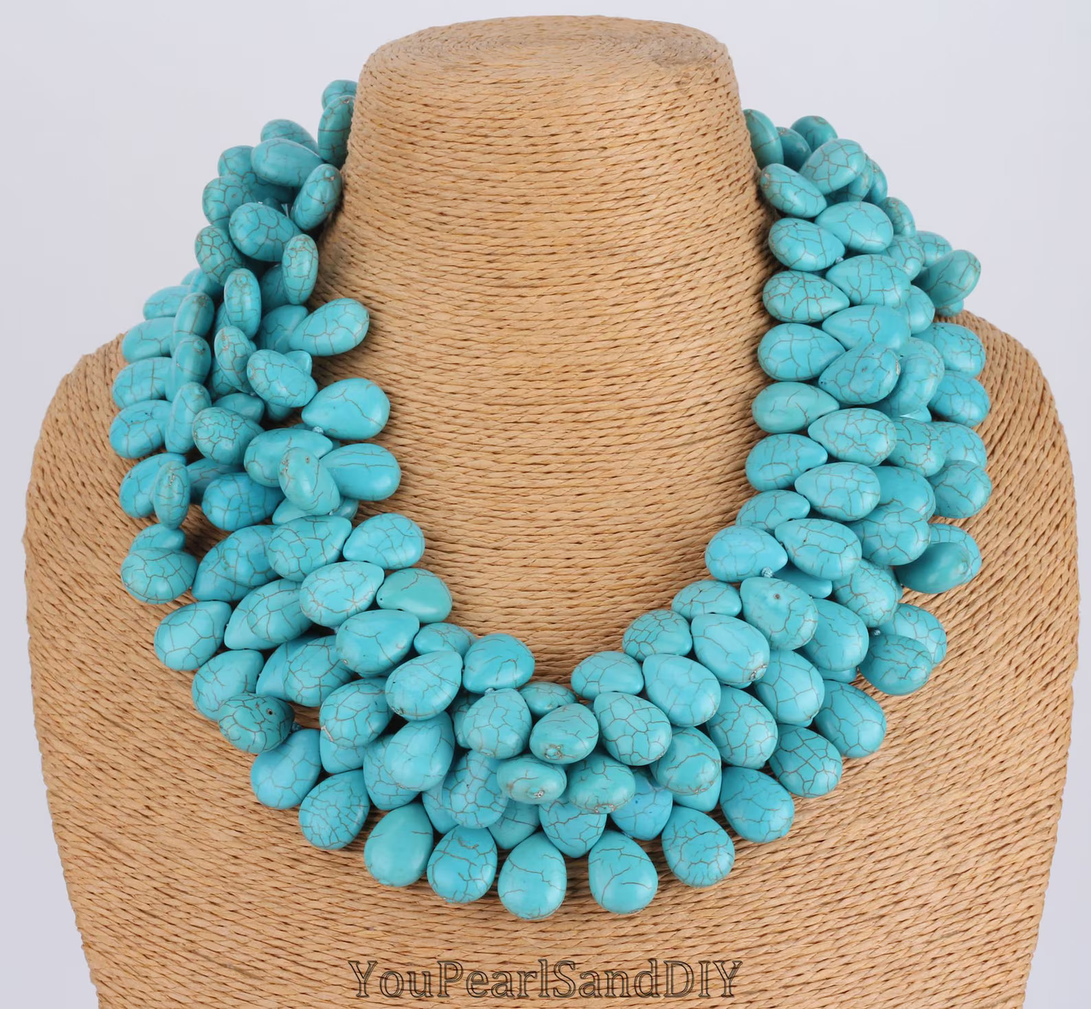 Handmade Blue Teardrop Turquoise Necklace,rare 3 Rows Turquoise Necklace,jewelry Necklace for Wom... | Etsy (US)