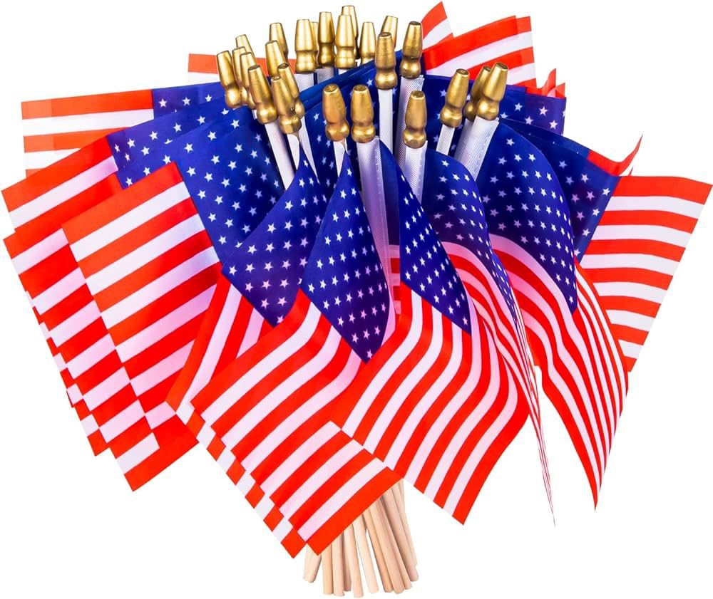 40 Pack Small American Flags on Stick 4*6 Inch Mini American Flags for 4th of July Decorations Me... | Amazon (US)