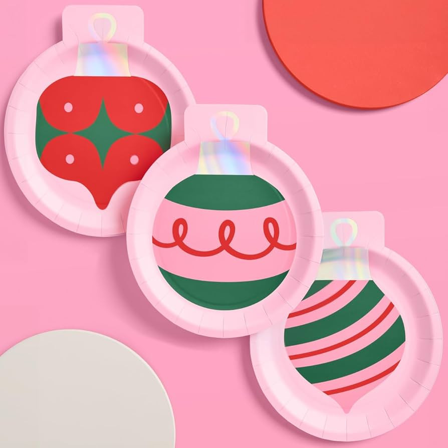 xo, Fetti Christmas Ornament Paper Plates - 24 pcs | Xmas Party Tablescape, Holiday Dinner Settin... | Amazon (US)
