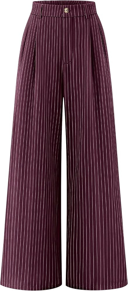 ZESICA Women's Wide Leg Striped Business Work Palazzo Pants | Amazon (US)