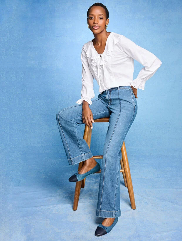 Pintuck Ruffle Voile Top | Talbots