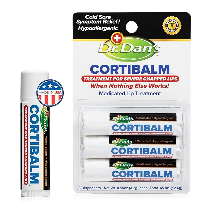 Dr. Dan's Cortibalm -3 Pack -for Dry Cracked Lips - Healing Lip Balm for Severely Chapped Lips- D... | Amazon (US)