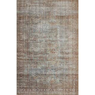 Chris Love Julia Jules Lagoon/Brick 7 ft. 6 in. x 9 ft. 6 in.  Traditional Area Rug | The Home Depot