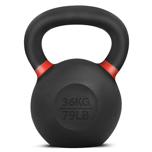 Yes4All Powder Coated Cast Iron Kettlebell Single Dark Red - 36 KG / 79 LB Strength Training Kettlebells Weight Set for Full Body Workout, Home Gym | Amazon (US)