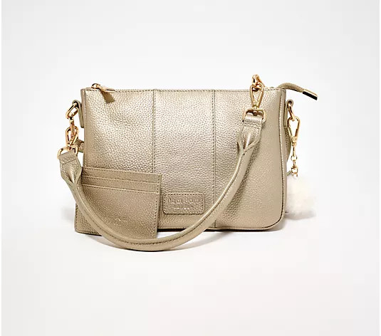 Pom Pom London Leather Crossbody with Shoulder Strap & Card Case - QVC.com | QVC
