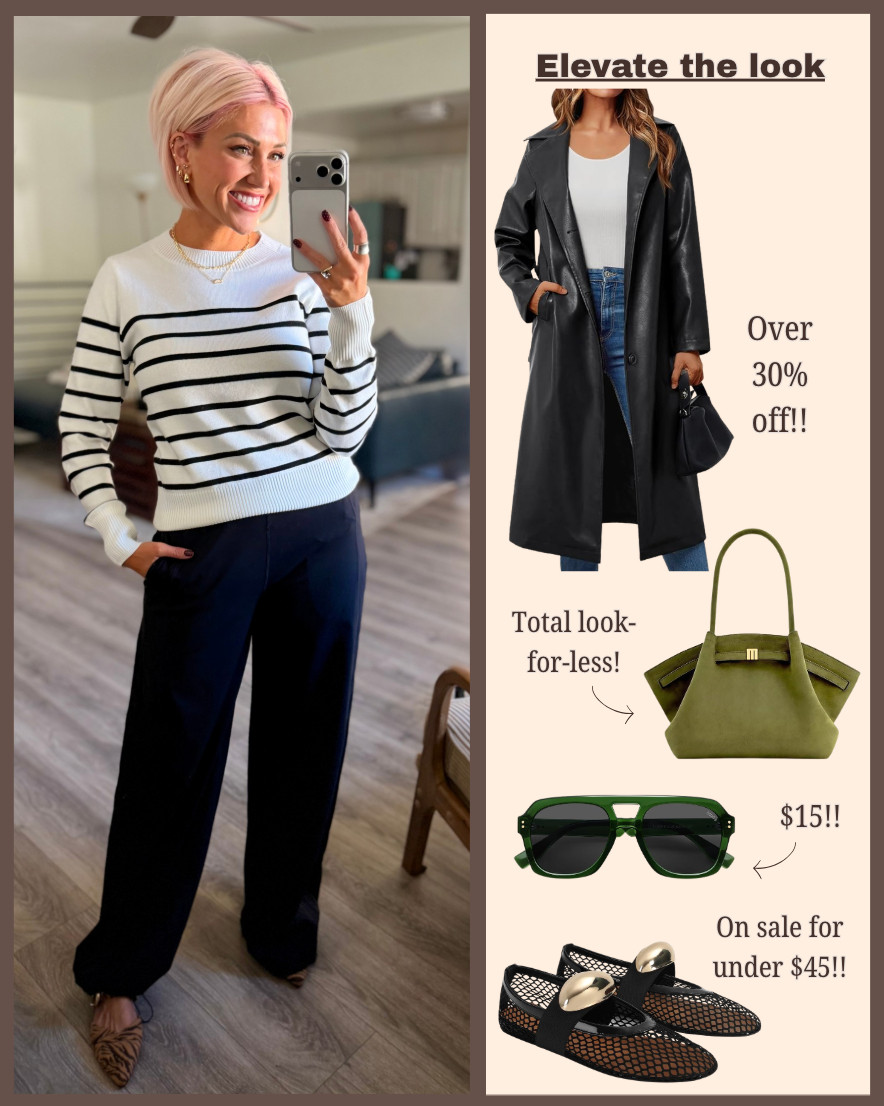 Elevate this look for fall with these cute finds!! This leather trench is chic AF!  

 #LTKootd #LTKSeasonal #LTKWorkwear