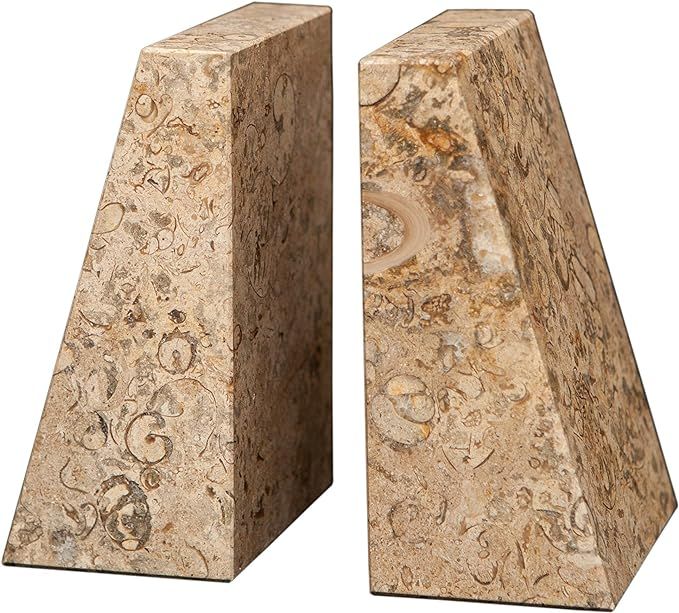 Modern Wedge Marble Bookends – Hand Carved, Polished Stone Bookends w/Non-Slip Rubber Pads – ... | Amazon (US)