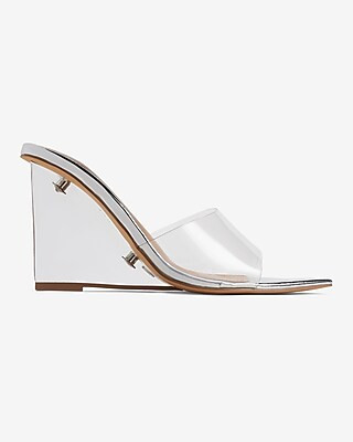 Vinyl Clear Heeled Wedge Sandals | Express