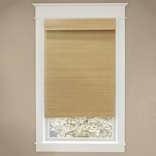 Modern Farmhouse Cut-to-Size Natural Multi-Weave Cordless Light-Filtering Bamboo Shade - 34.5 in.... | The Home Depot