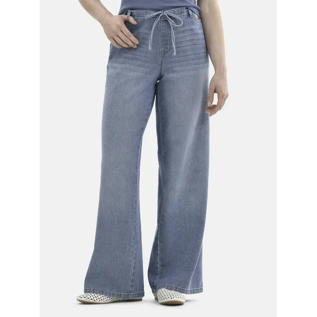 No Boundaries Mini Waistband Wide Leg Pants, 31'' Inseam, Women's | Walmart (US)