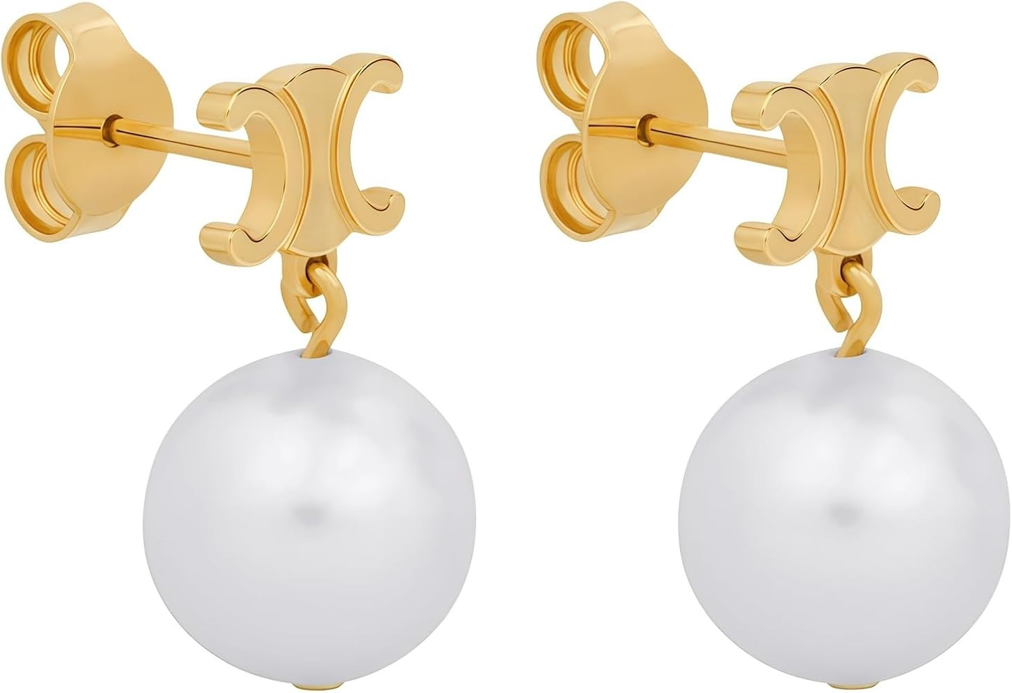 Gold Swing Pearl Earrings, Luxurious Letter Design And Rectangular Three-Dimensional Pendant | Amazon (US)