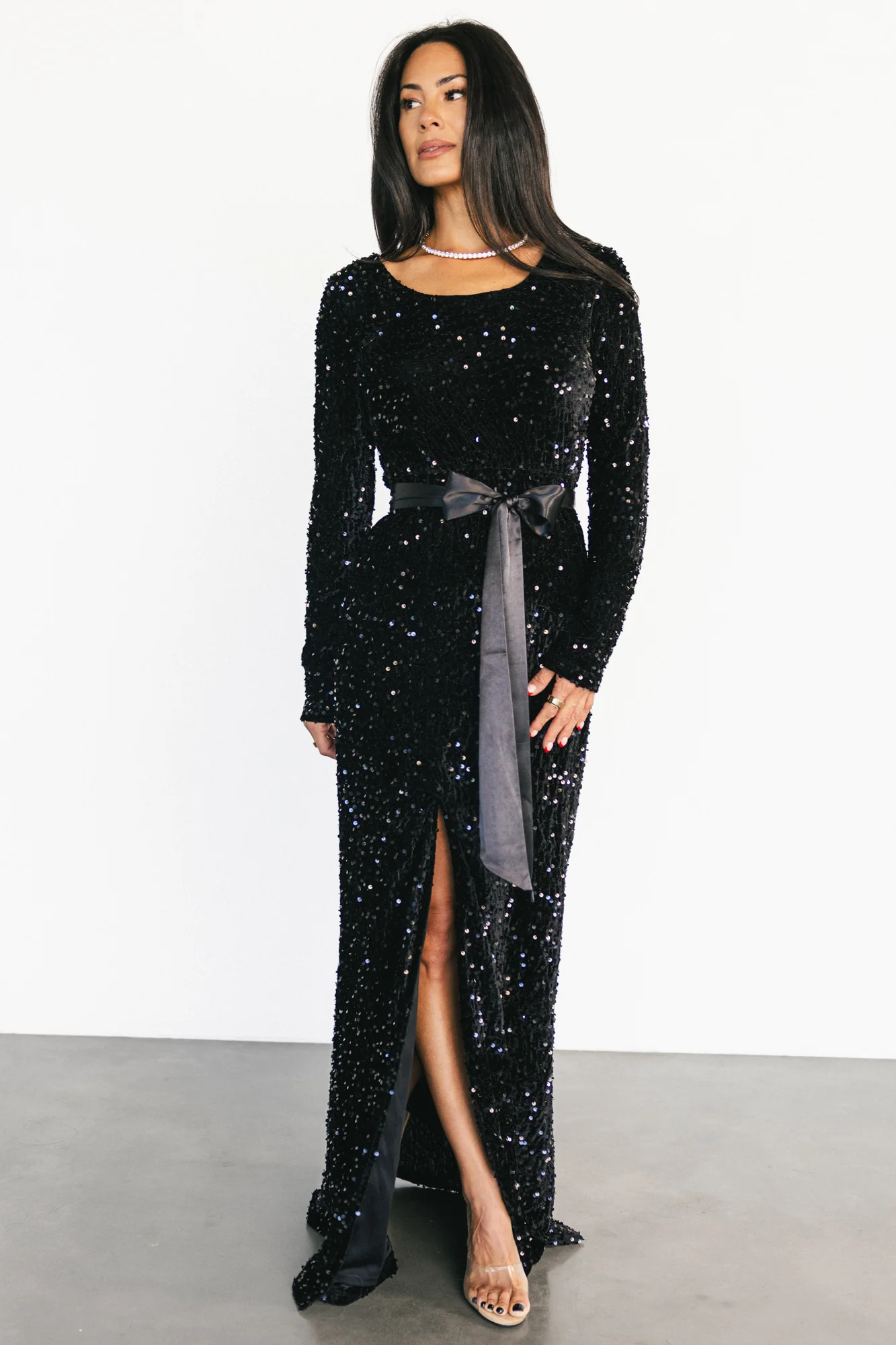 Julia Sequin Maxi Dress | Black | Baltic Born
