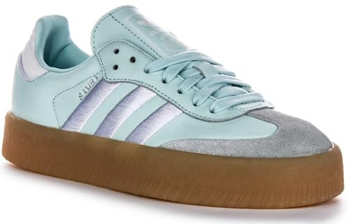 adidas Sambae W Women's Platform 3-Stripes Retro Cont Trainers (Blue, US 6) | Amazon (US)