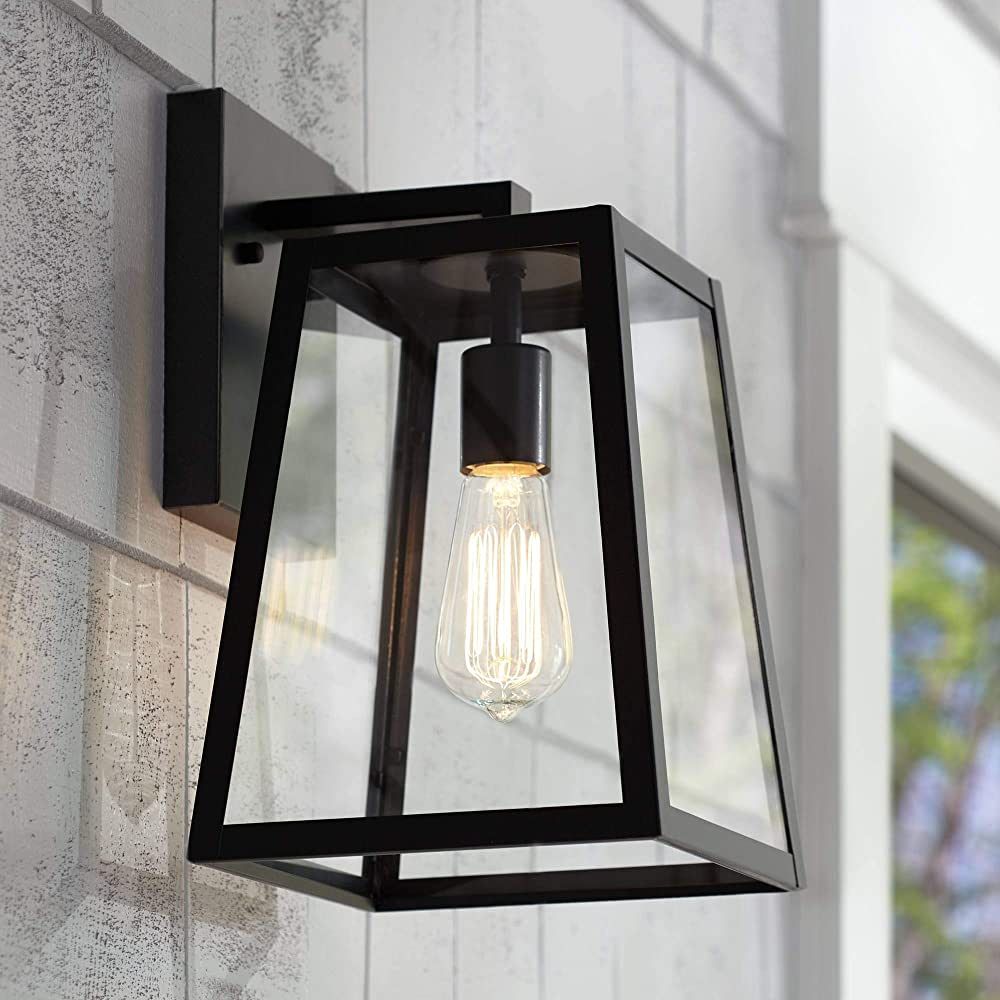 John Timberland Arrington Modern Industrial Outdoor Wall Light Fixture Black 13" Clear Glass Anti... | Amazon (US)