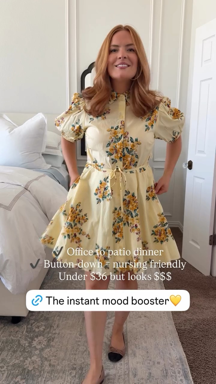 Target spring dress: The happiest dress in my closet 💛
This one instantly brightens your mood and looks way more expensive than it is. I love that it’s button-front (nursing friendly!) and structured enough for work but still lightweight.

✔ Office to dinner
✔ Flattering tie waist
✔ Under $36

Such a good spring/summer work option.

#LTKSpringSale #LTKmomlife #LTKootd