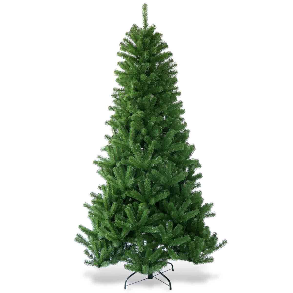 Topbuy 7ft Round Tip PVC Artificial Christmas Tree Metal Stand Green - Walmart.com | Walmart (US)