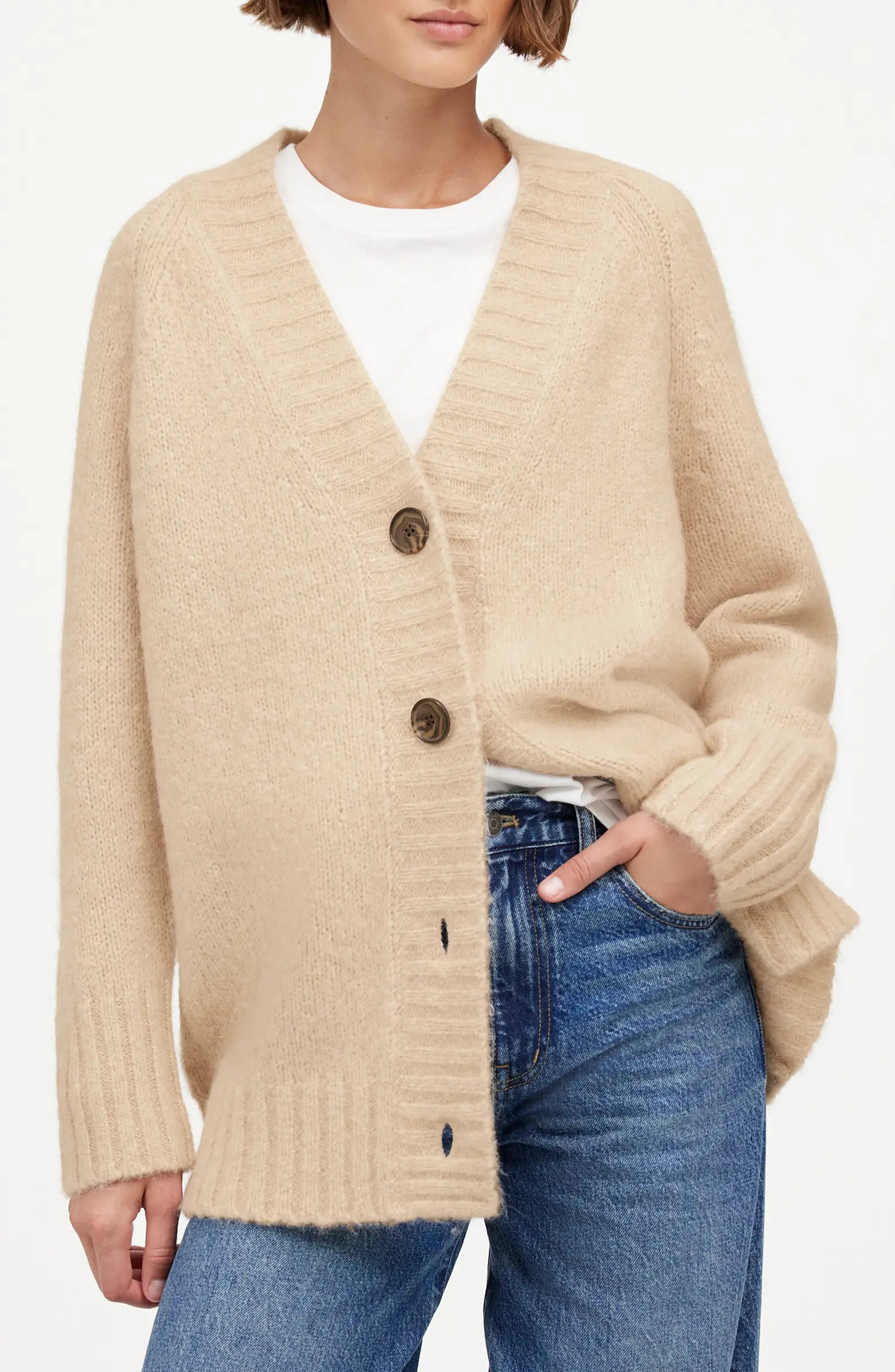 Madewell Chunky Alpaca Blend V-Neck Cardigan | Nordstrom | Nordstrom