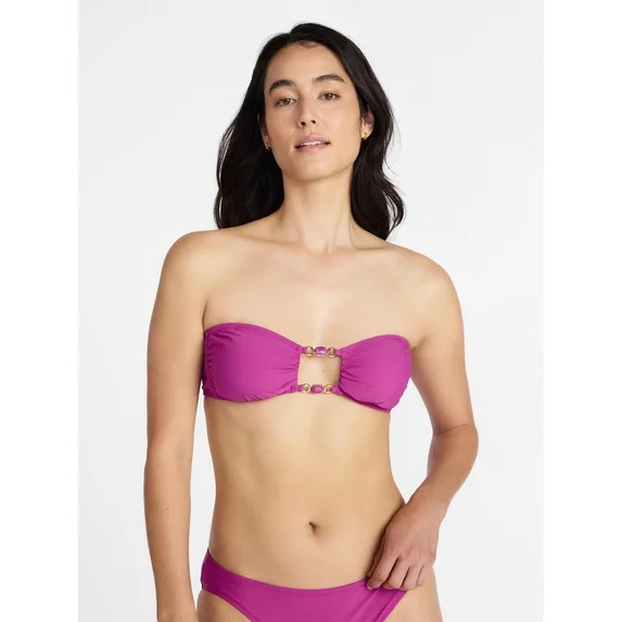Time and Tru Women’s Bandeau Bikini Top with Beads, Sizes XS-XL | Walmart (US)