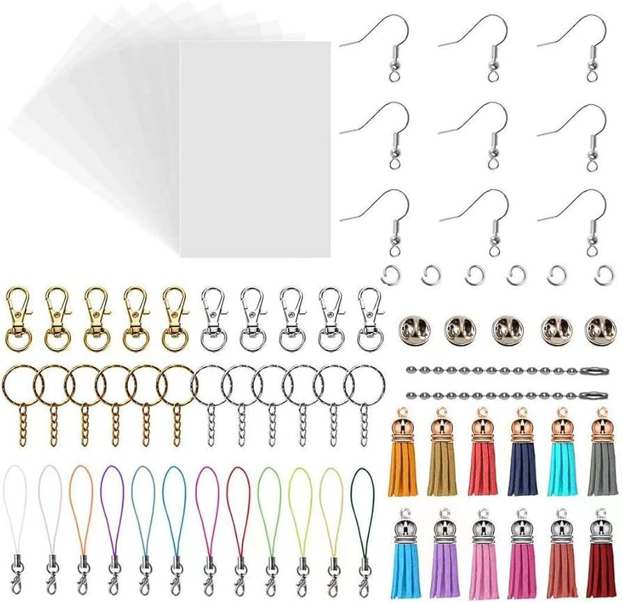 Xmfdty Shrink Plastic Sheets Keychain kit,215PCS Shrink Films Paper Kit Include 25PCS Shrink Art ... | Amazon (US)