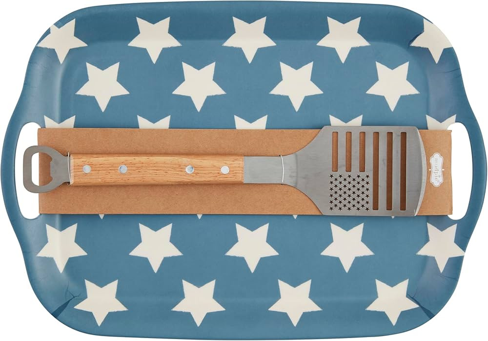 Mud Pie 11 x 16 1/2" 12" Americana Tray Spatula Set, Blue | Amazon (US)