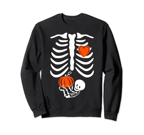 Pregnant Skeleton Mom Halloween Pregnancy Baby Announcement Sweatshirt | Amazon (US)