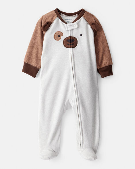 Baby Boy Dog Fleece Zip-Up Sleep & Play Pajamas - Grey | Carter's Inc