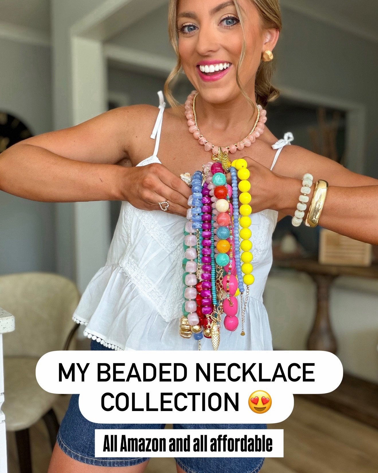 My beaded necklace collection is officially out of control… and I have zero regrets! 🤩💖

These colorful statement necklaces instantly elevate even the simplest outfit (hello white tank + denim 👏). Whether you’re dressing for vacation, brunch, beach days, or just want to make a basic outfit feel extra fun, these Amazon beaded necklaces are the easiest way to add a pop of color!

I rounded up all of my favorites—from coastal fish charms 🐟 to colorful gemstone styles 🌈, patriotic beads ❤️🤍💙, soft pinks, turquoise, and everyday neutrals. They’re all affordable, lightweight, and such a fun way to refresh your summer wardrobe without spending a fortune.

Which one is your favorite?! I honestly can’t pick! 😍✨

#amazonfinds #amazonfashion #beadednecklace #statementnecklace #summeraccessories #colorfuljewelry #amazonstyle #affordablefashion #vacationstyle #coastalstyle #resortwear #summeroutfit #outfitaccessories #everydaystyle #fashionfinds #amazonmusthaves #amazonjewelry #beachstyle #colorfulfashion #ltkstyle

#LTKootd #LTKPetite