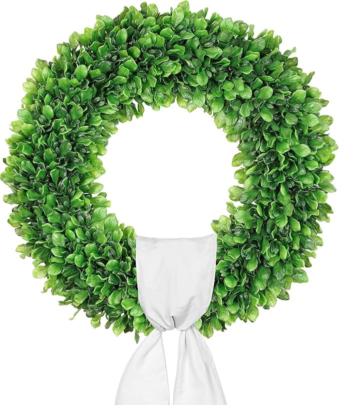 Vlorart 24 Inch Faux Round Boxwood Wreath, Weatherproof Front Door Large Wreaths Artificial Sprin... | Amazon (US)