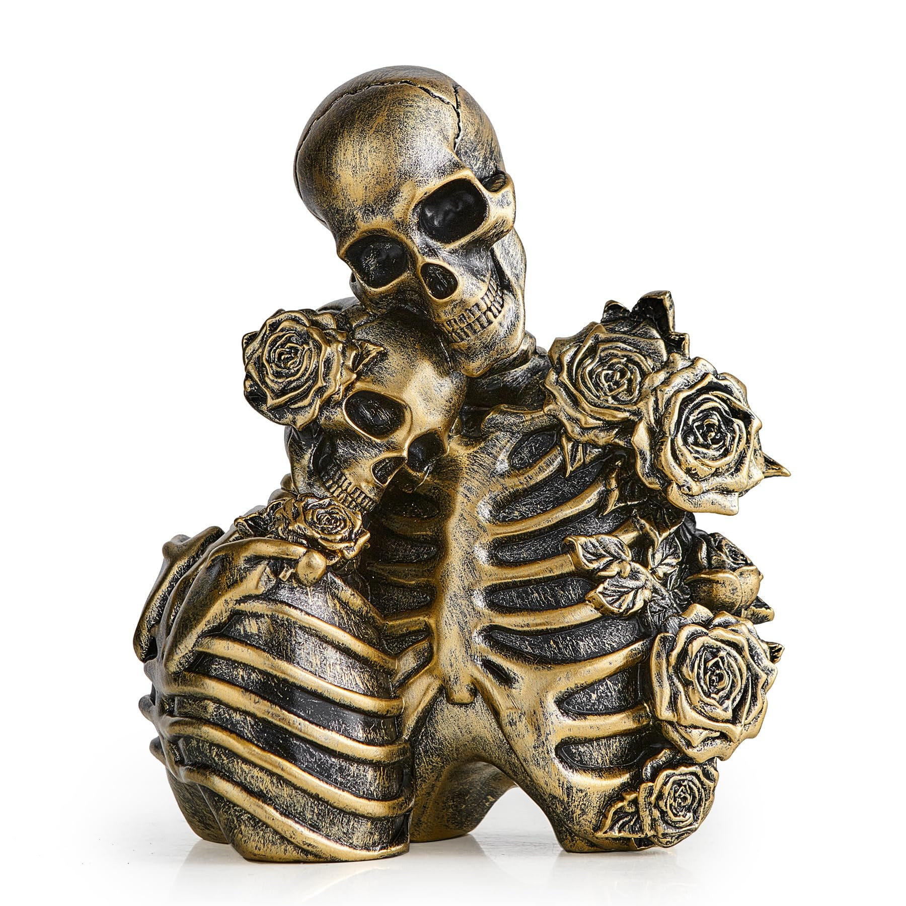 Octdays Skeleton Couple Sculpture Decor：Gold Skull Figurines Halloween Decoration Vintage Resin... | Amazon (US)