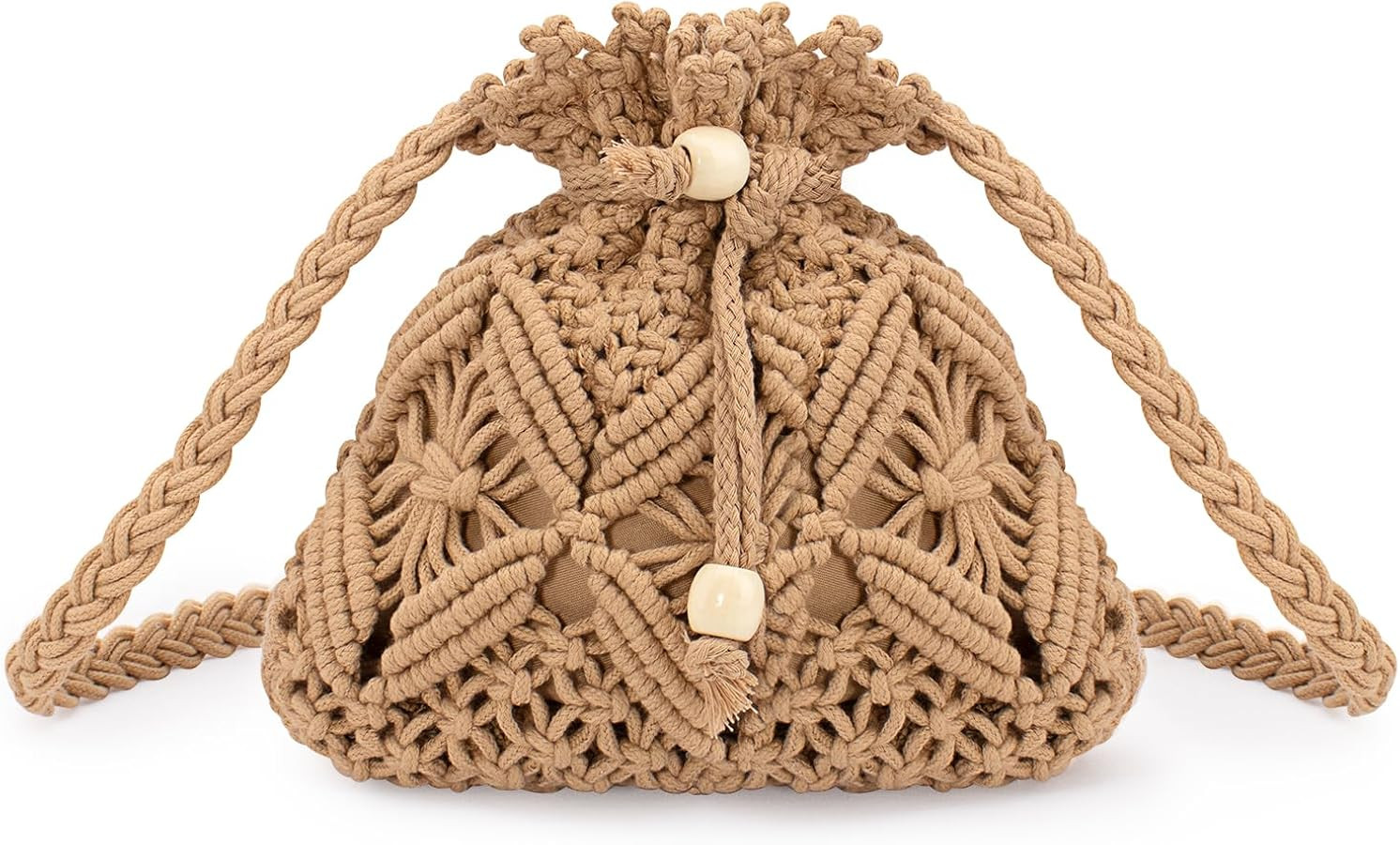 Peicees Drawstring Crochet Bag Purse- Woven Crossbody Purse For Women Summer Beach Vacation Trave... | Amazon (US)