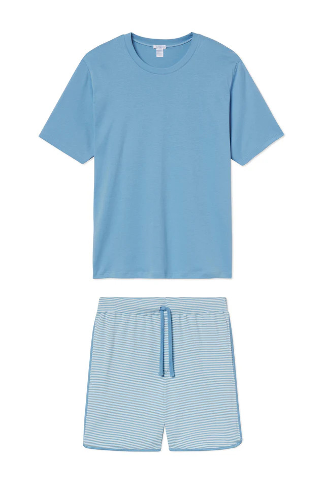 Men's Pima Pajama Shorts Set in Pacific | LAKE Pajamas