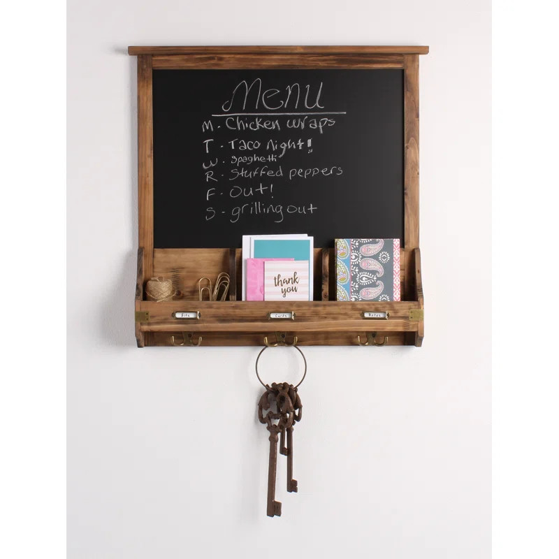 Stallard 24" x 24" x 3.5" Decorative Rustic Wood Home Organizer Chalkboard | Wayfair North America