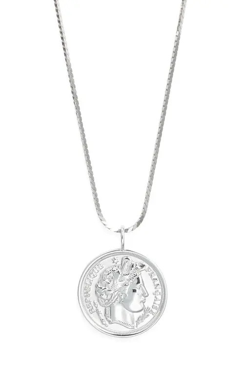 MIRANDA FRYE Paris Coin Pendant Necklace in Silver at Nordstrom, Size 22 | Nordstrom