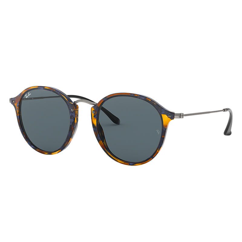 Ray-Ban Round Fleck Gunmetal Sunglasses, Blue Lenses - Rb2447 | Ray-Ban (US)