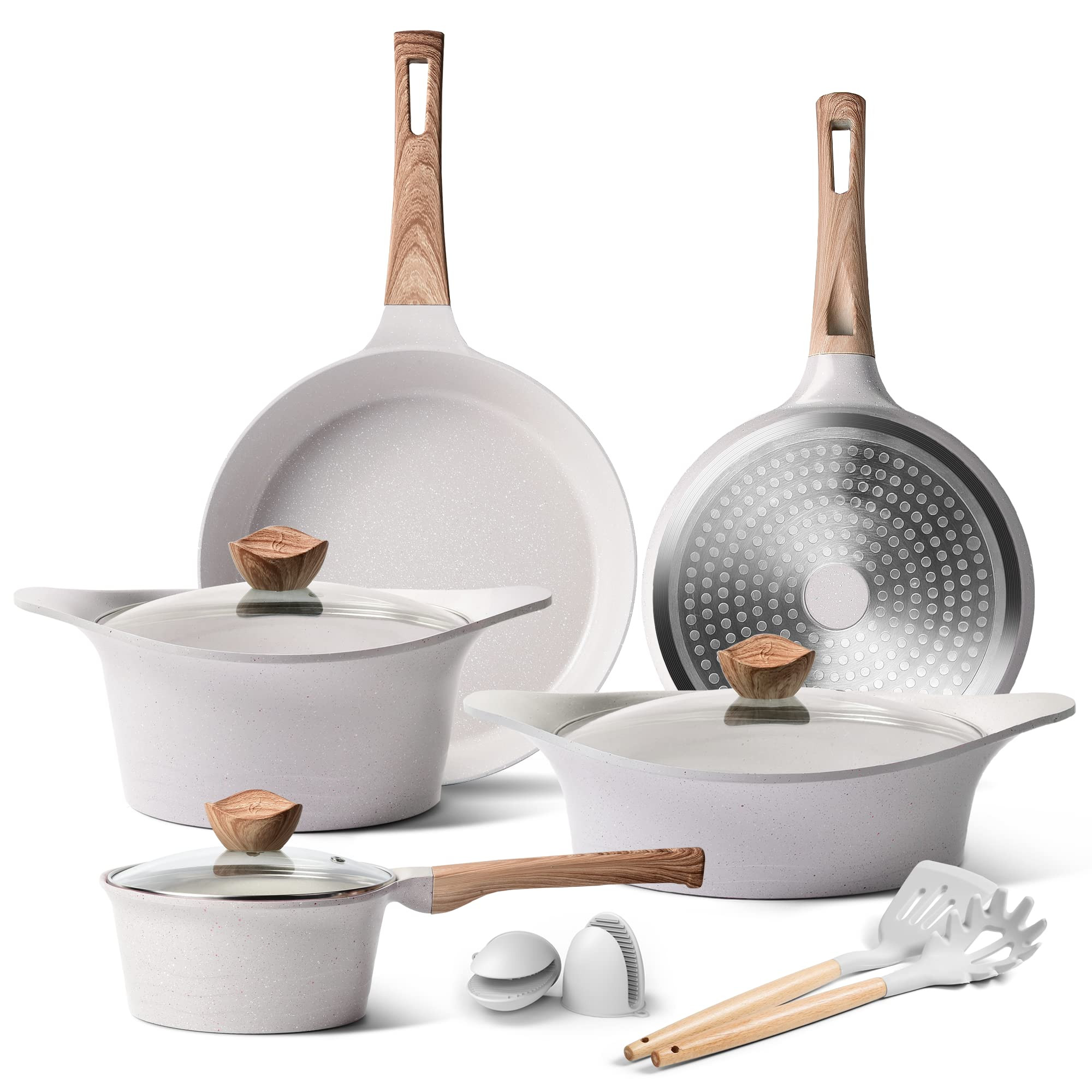 YIIFEEO Induction Pots and Pans Set Non-stick Granite Kitchen Cookware Sets Nonstick Kitchenware ... | Amazon (US)