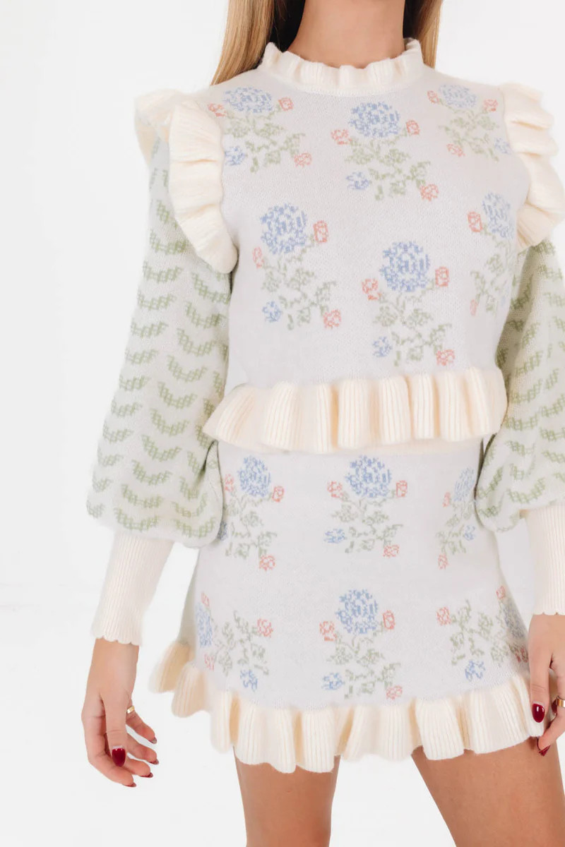 Winter Hydrangeas Skirt - Cream | The Impeccable Pig