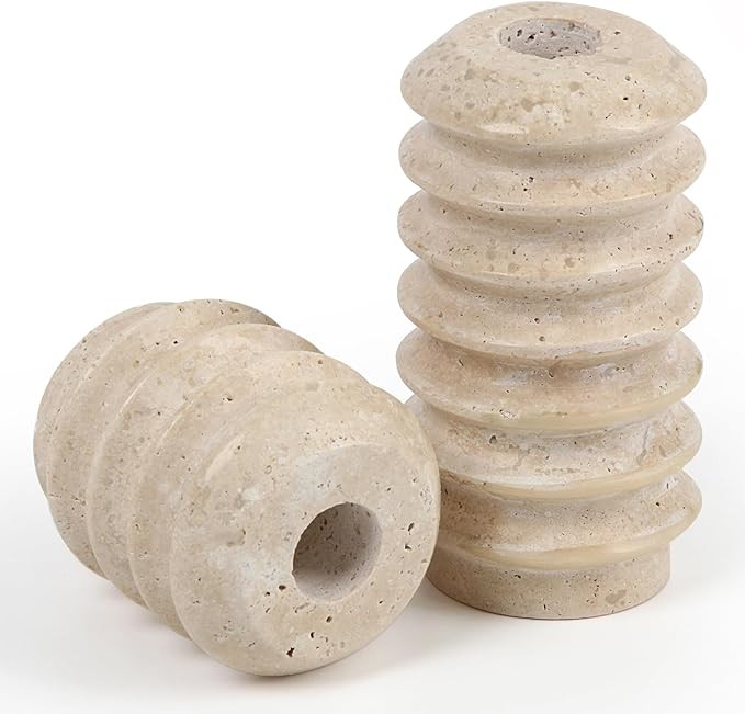 Vixdonos Taper Candle Holder Set Natural Travertine Candlestick Holder Mantle Candle Stand with N... | Amazon (US)