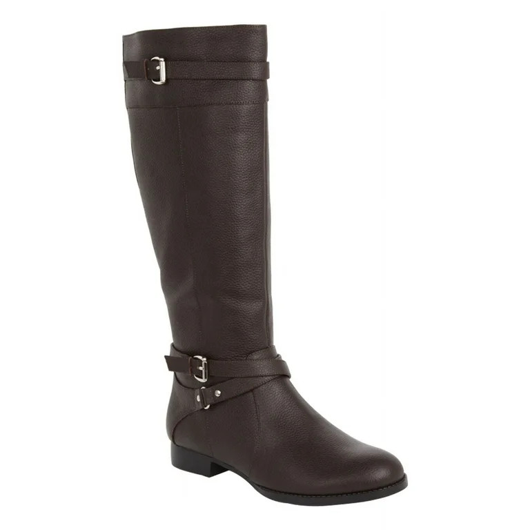 Comfortview Janis Wide Calf Leather Boot Tall Knee-High Women's Winter Shoes (Wide Widths Availab... | Walmart (US)