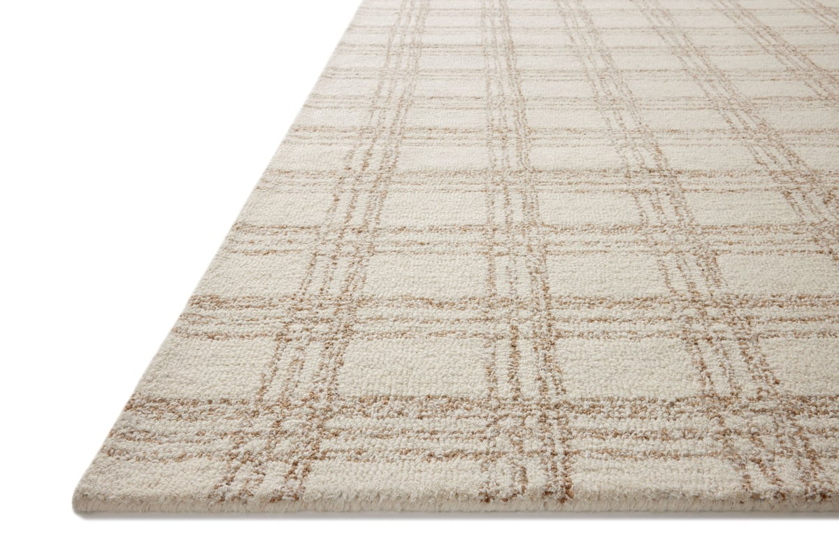 Polly POL-12 Cream/Sand Wool/Jute Hand-Tufted Plaid Area Rug | Rugs Direct
