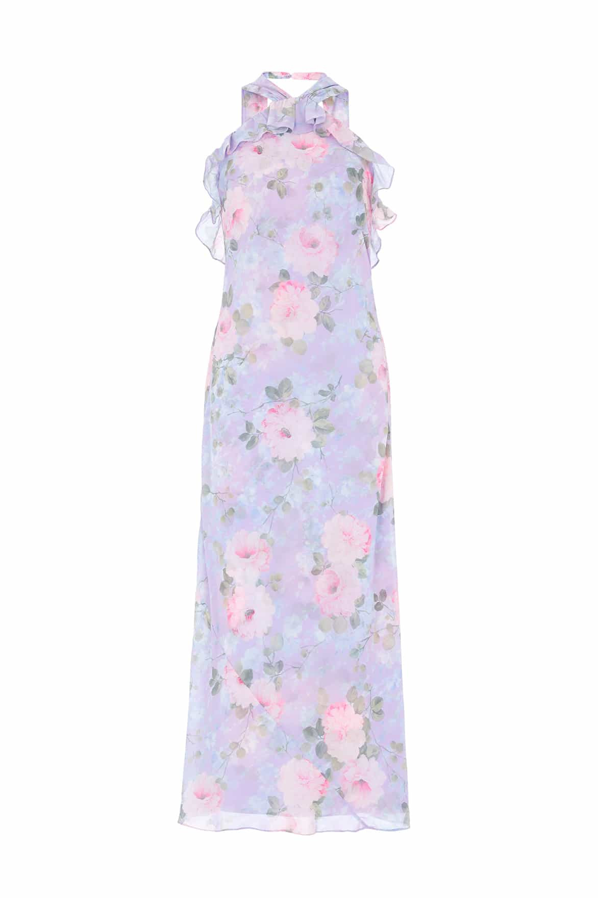 Camille's Garden Chiffon Halter-Neck Ankle Gown | Needle & Thread