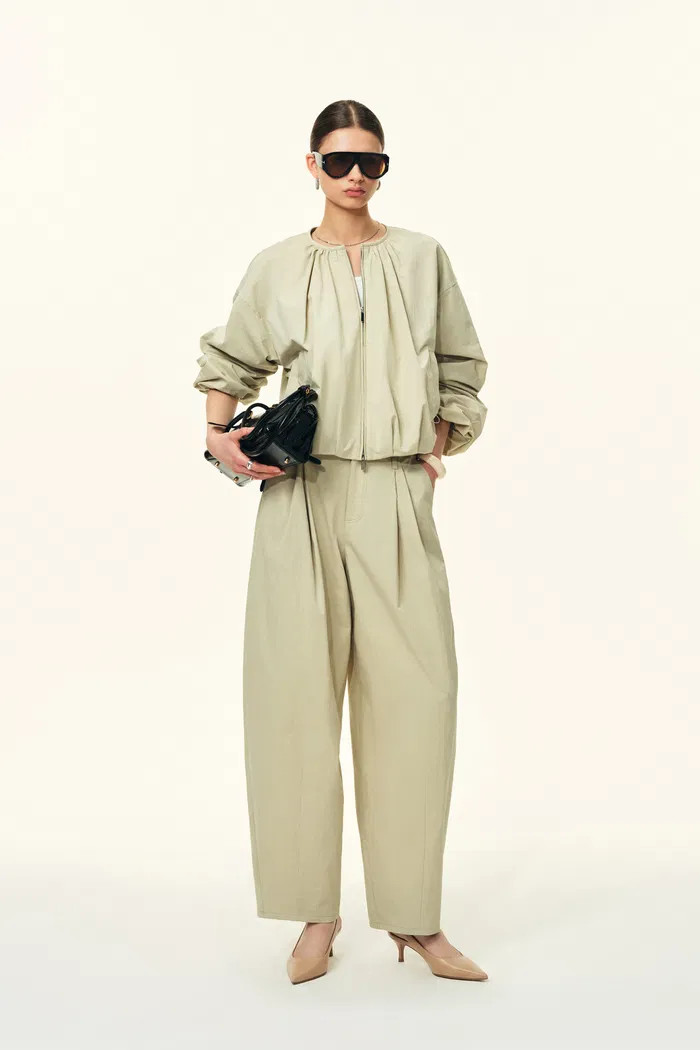 Sana Parachute Bomber Jacket in Cotton Nylon Blend | Fabrique