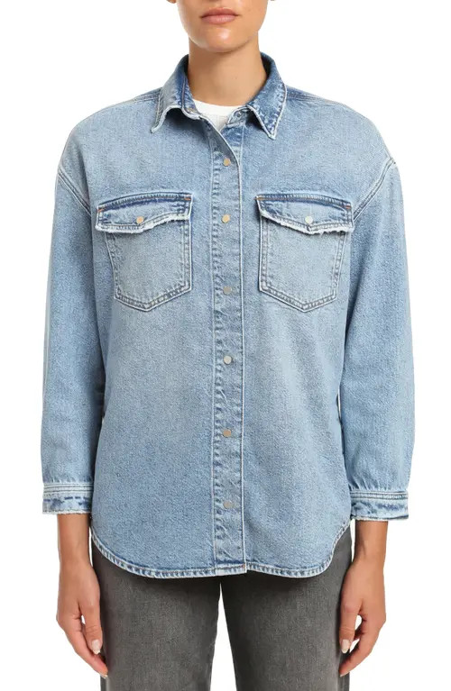 Mavi Jeans Livia Mid Denim Shirt at Nordstrom, Size Small | Nordstrom