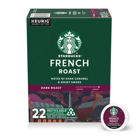 Starbucks French Roast, Hot or Iced Coffee, Dark Roast K-Cup Coffee Pods, 22 Count | Walmart (US)