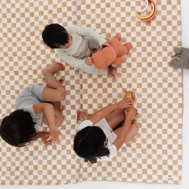 Toki Kids Mega Organic Cotton Play Mat in Checker Toffee | Babylist