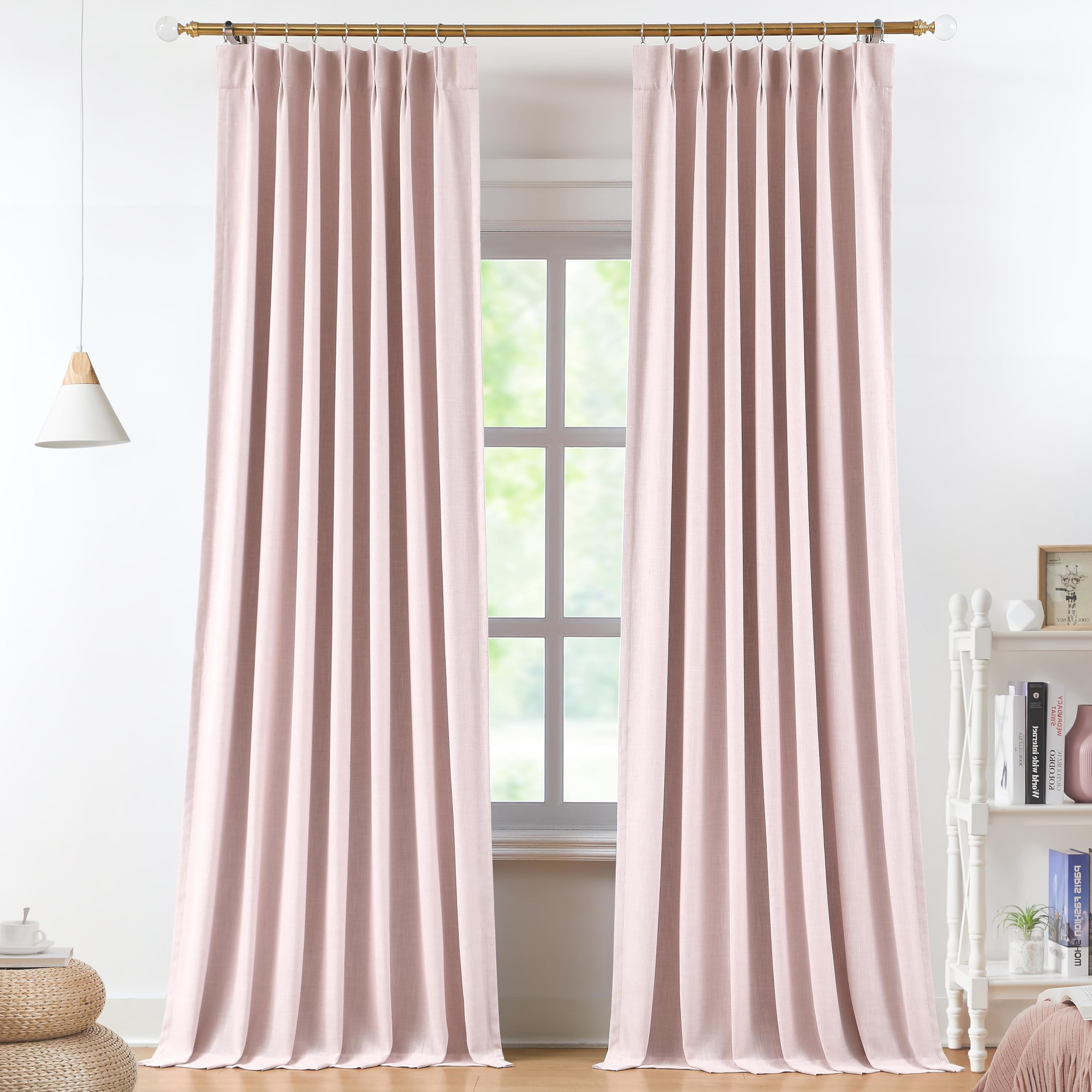 Vision Home Soft Pink Pinch Pleated Full Blackout Curtains Linen Blended Room Darkening Curtain P... | Amazon (US)