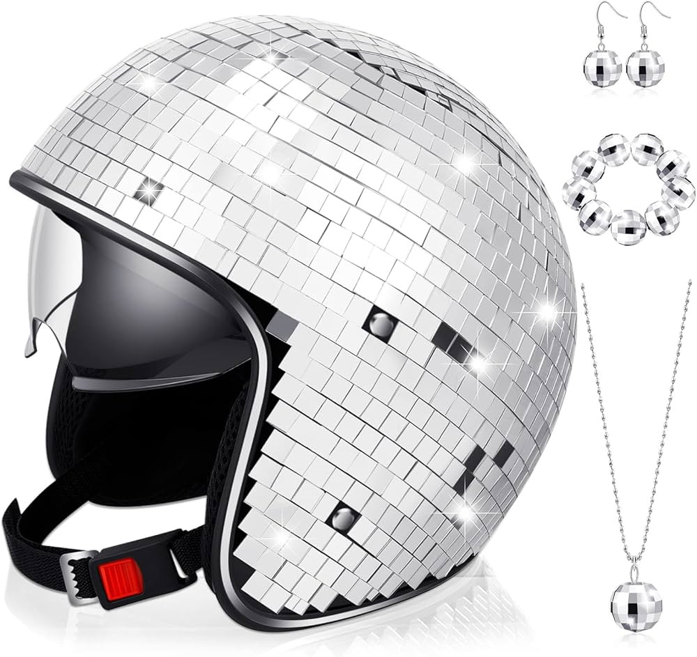 Tallew 5 Pcs Disco Ball Hat Helmet Disco Ball Costume and 70s Disco Ball Accessories Set,Disco Ba... | Amazon (US)