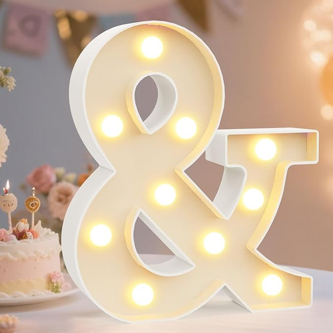 Ampersand Symbol Marquee Letter Lights Alphabet Light Up Sign for Wedding Home Party Bar Decorati... | Amazon (US)
