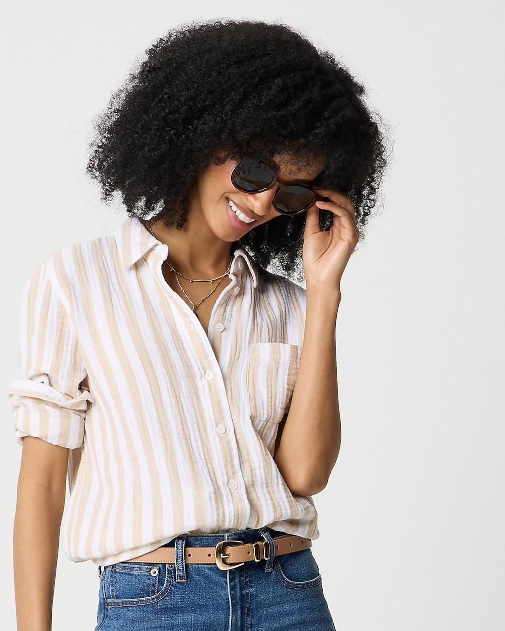Striped gauze button-up shirt | J.Crew Factory