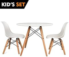 UrbanMod Kids Mid Century Style Modern White Table Set, Round Table with Two (2) ABS Easy-Clean Chai | Amazon (US)